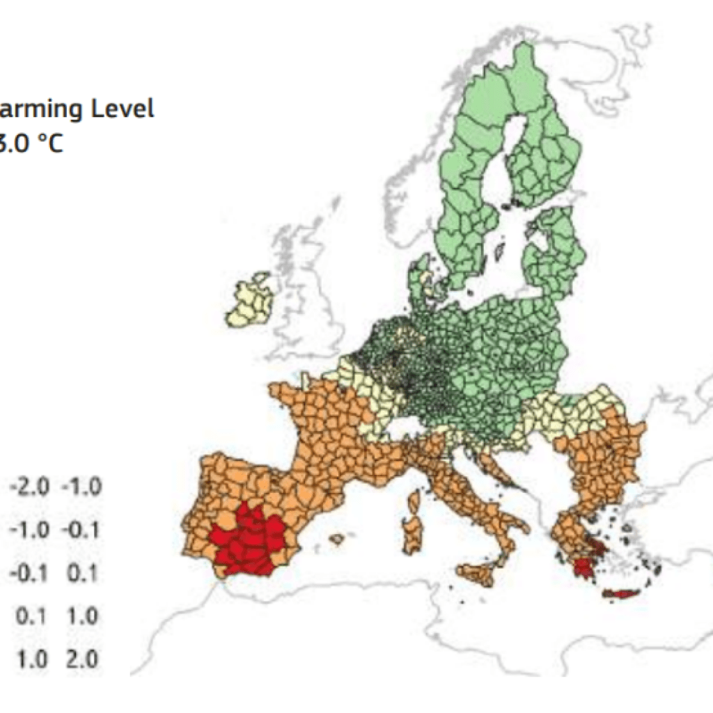 Gráficos cambio climático. Cambio futuro en condiciones de peligro